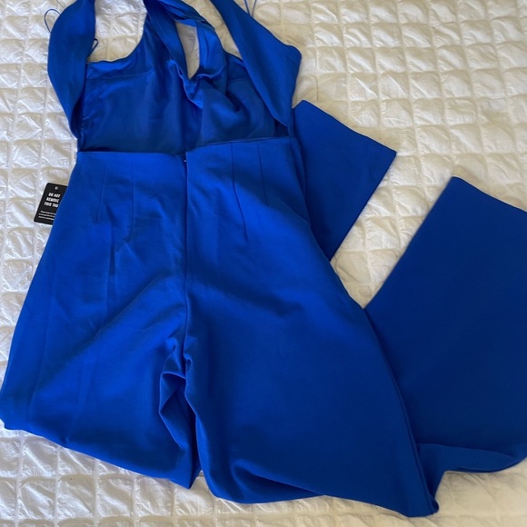 Express Royal Blue Criss Cross back Sleeveless Jumpsuit - Picture 8 of 12
